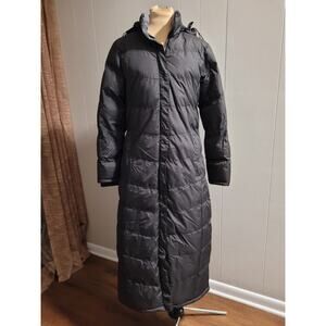 u2wear - Women's Size Small Floor Length Maxi Black Coat With Detachable Hood